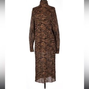 ZARA Long Sleeve Zebra Maxi Dresss